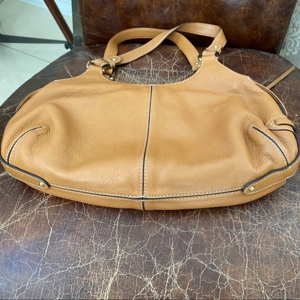 COLE HAAN tan soft camel leather satchel bag